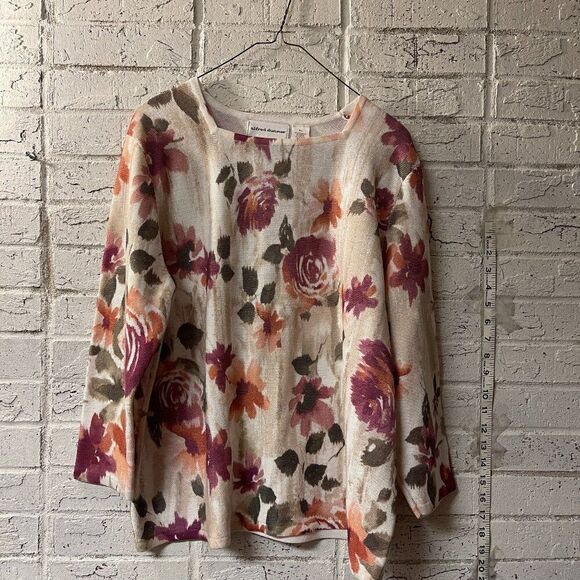 Alfred Dunner Floral Lightweight Long SLeeve Sweater XL - Picture 1 of 7